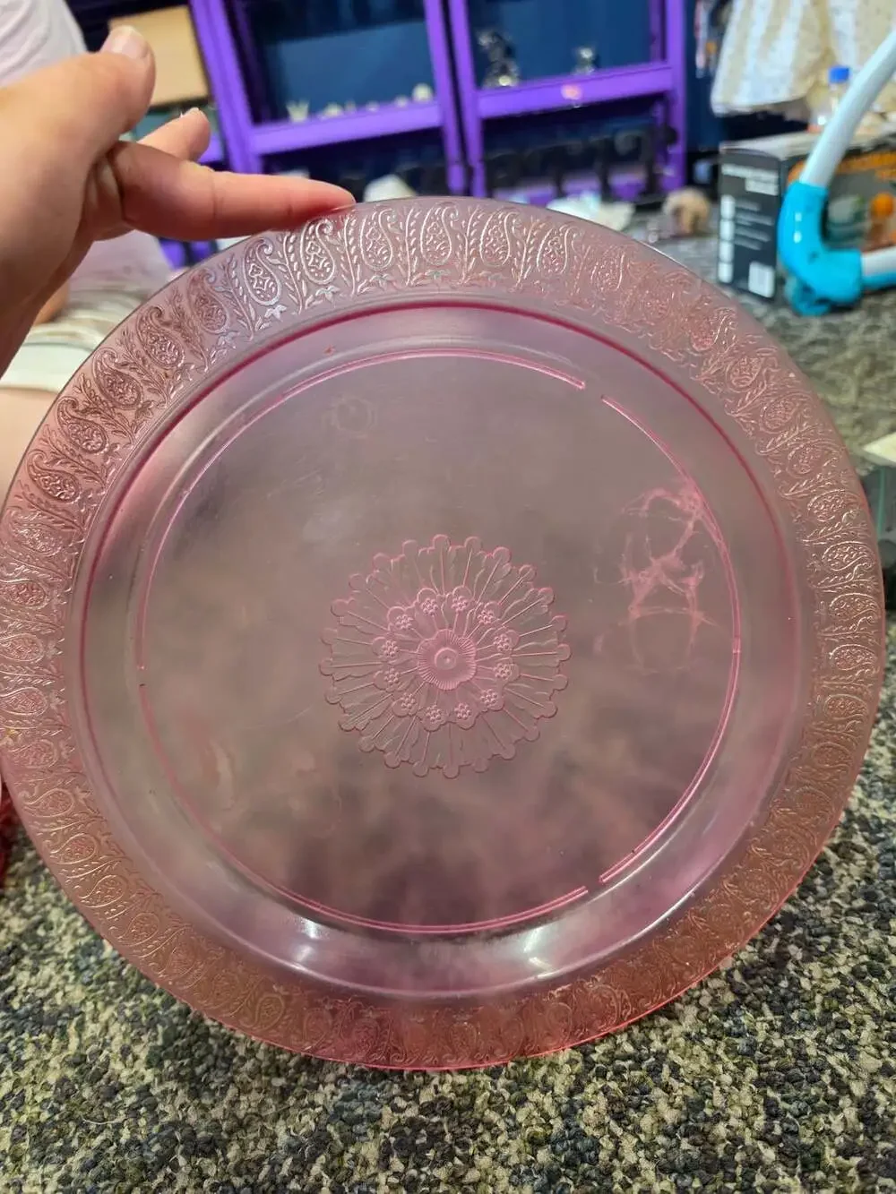 Vintage Pink And Red Serving Tray Set